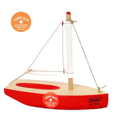 ogas red wooden sailboat