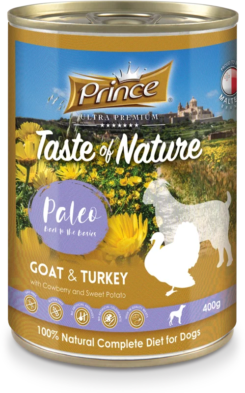 8. **Pet comb to remove loose hair**Prince Taste of Nature tin, Goat & Turkey with Cowberry and Sweet Potatoes - 400g