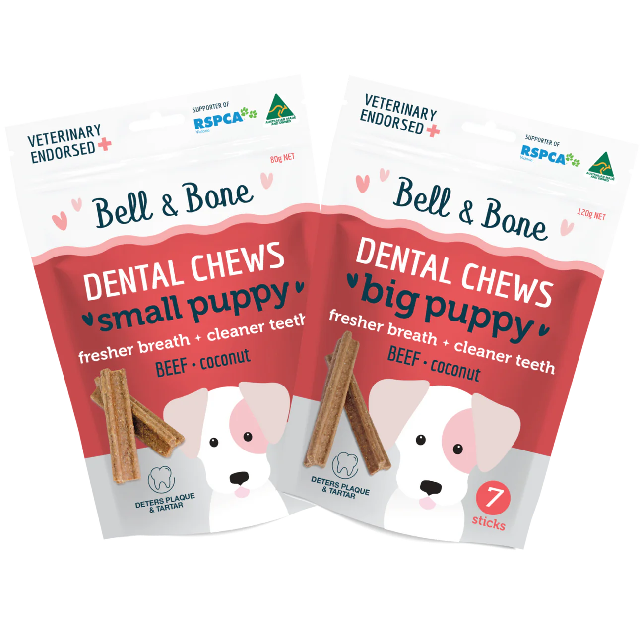 Bell and Bone Dog Dental Sticks - Puppys - Beef and Coconut