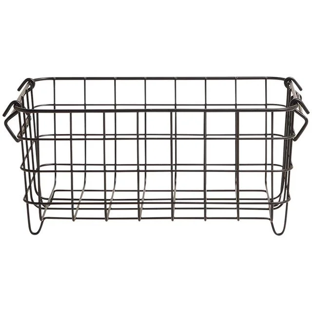 M&S Collection Small Stackable Wire Storage Basket One Size Black