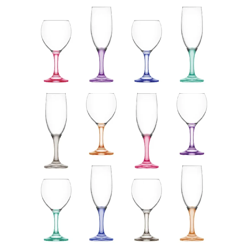 12pc Misket Stemware Set - Coloured Stem - By LAV