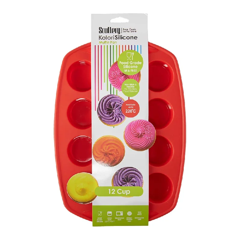 Scullery Kolori Silicone 12 Cup Muffin Pan Red