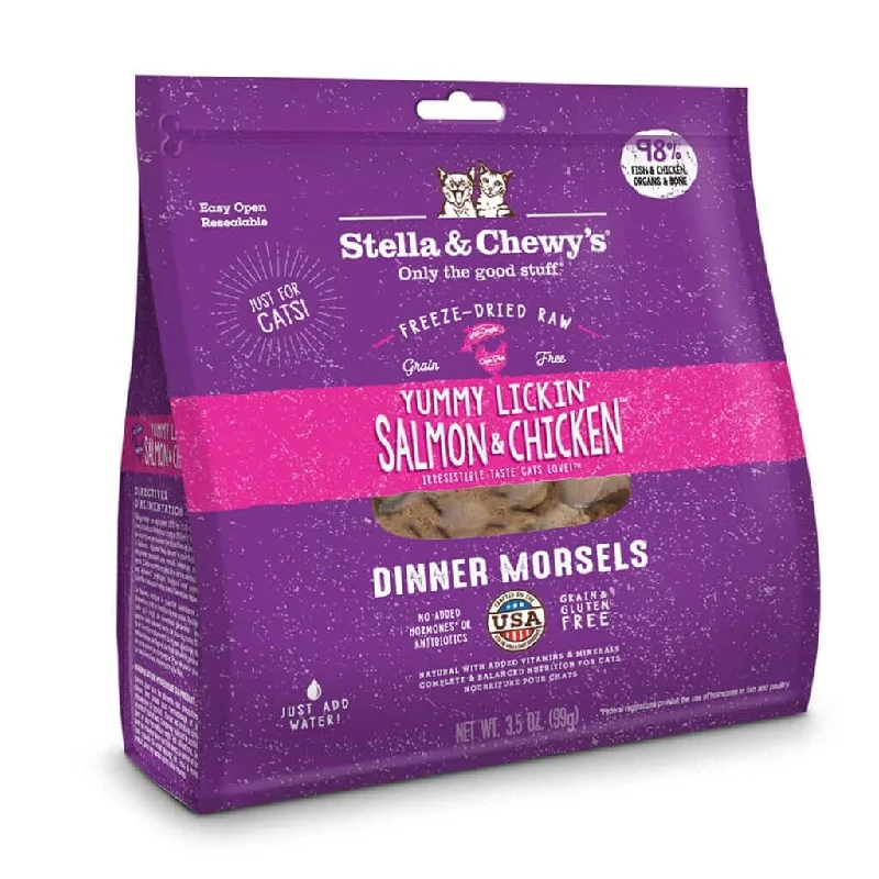 4. **Price and Purchasing**  /pet-cat-food-1STELLA & CHEWY'S® YUMMY LICKIN' SALMON & CHICKEN FREEZE-DRIED RAW DINNER MORSELS CAT FOOD