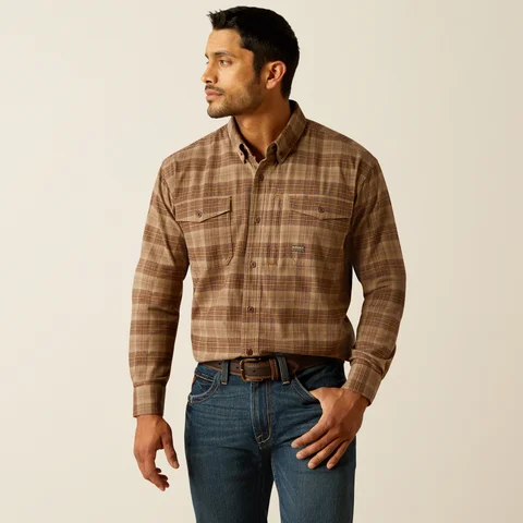 Men's Rebar Flannel DuraStretch Work Shirt - Chocolate Chip