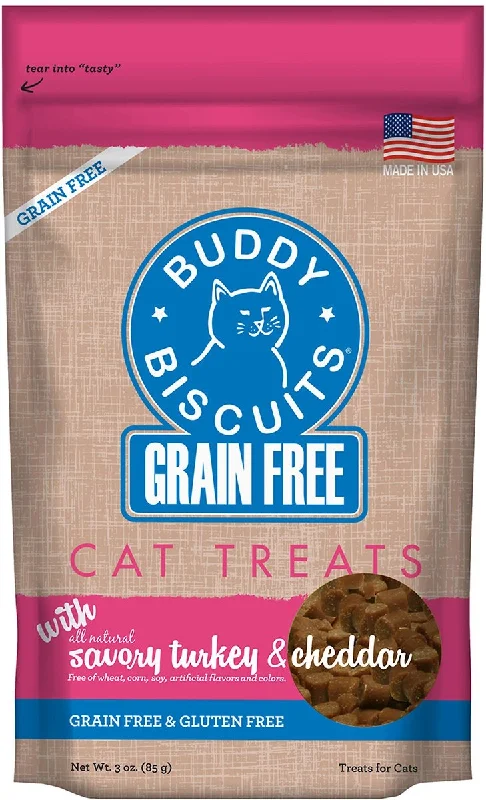 Grain Free Buddy Biscuits for Cats (Savory Turkey & Cheddar) - 3oz