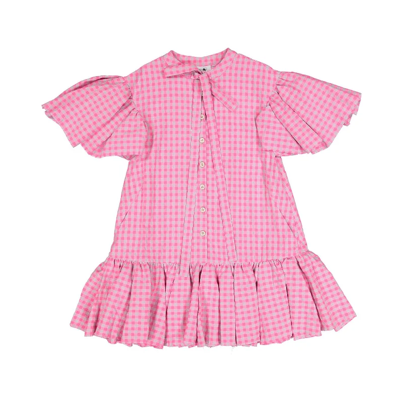 Unlabel Pink/Grey Checks Pearl Dress