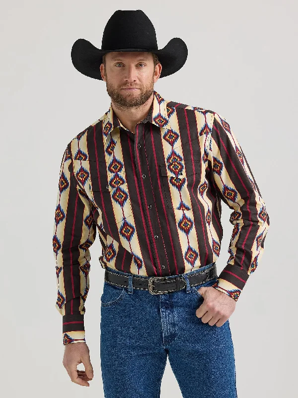 Men's Checotah Long Sleeve Western Snap Printed Shirt - Sunset Stripe