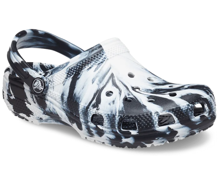 Kids' Classic Marbled Clog - Black/White