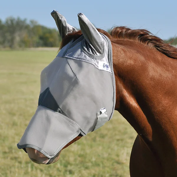 Crusader Fly Mask Long Nose with Ears - Grey