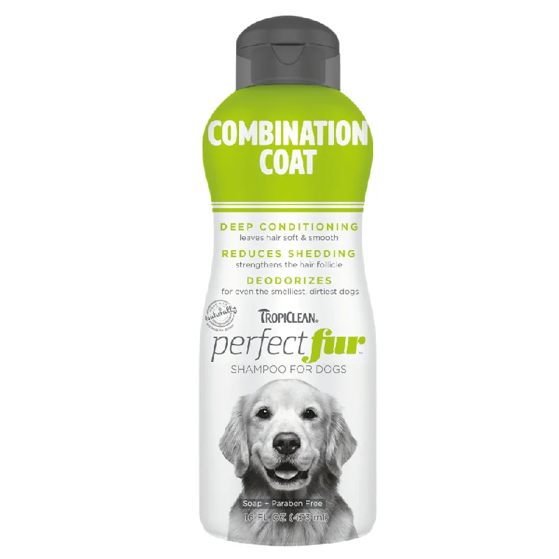 Pet shampoo: a shampoo specifically used to clean pet hair,Tropiclean PerfectFur Shampoo for Dogs Combination Coat 473ml