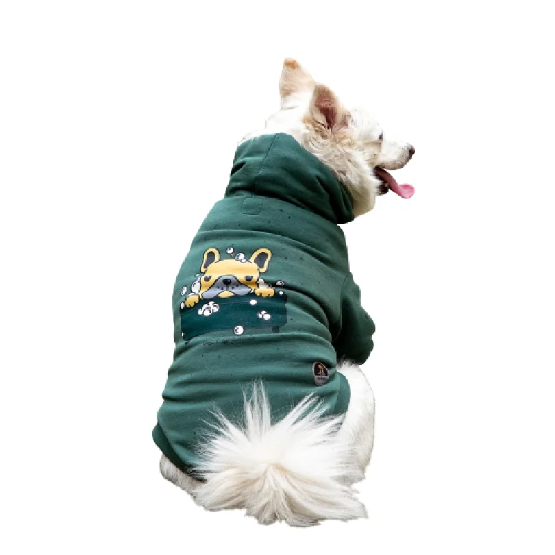 ### Cat accessoriesPet Snugs Dog Bathtub Print Sweatshirt for Dogs (Green)